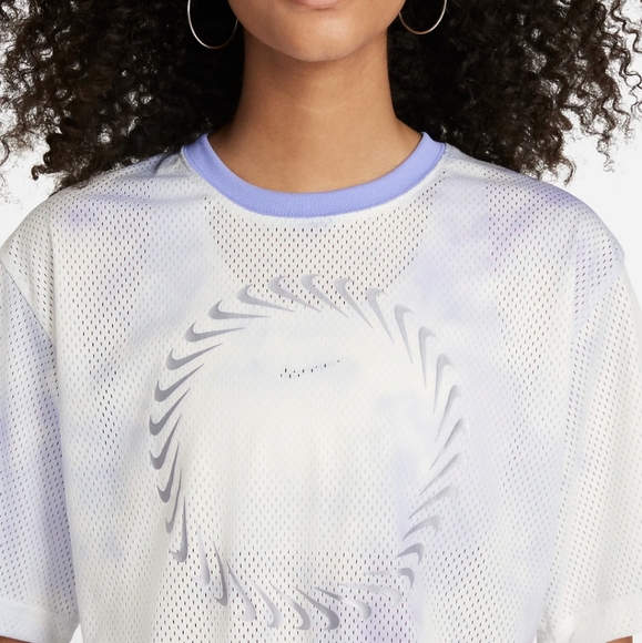 NIKE Sportswear Icon Clash Tie-Dye Short Sleeve Mesh Top w/Drawstring at Waist - Picture 4 of 12